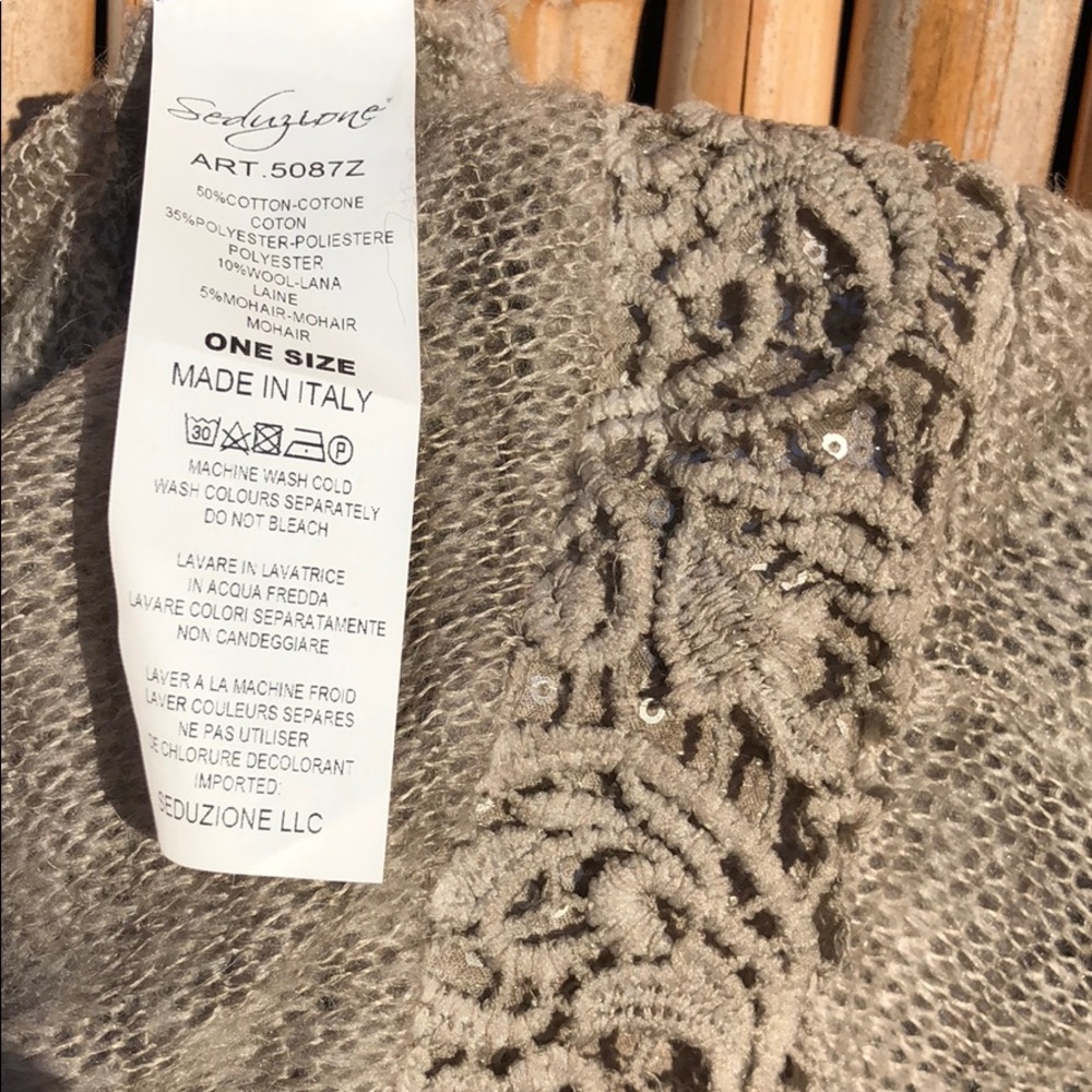 🌸NEW YEAR SALE🌸 NEW 3pc Taupe Lace Soft Mohair Wool Blend Sweater Set OS - Picture 6 of 8